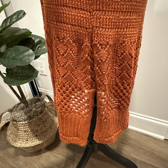 Philosophy Maxi Knit Orange Cardigan Size L Slit Hem - Picture 6 of 12